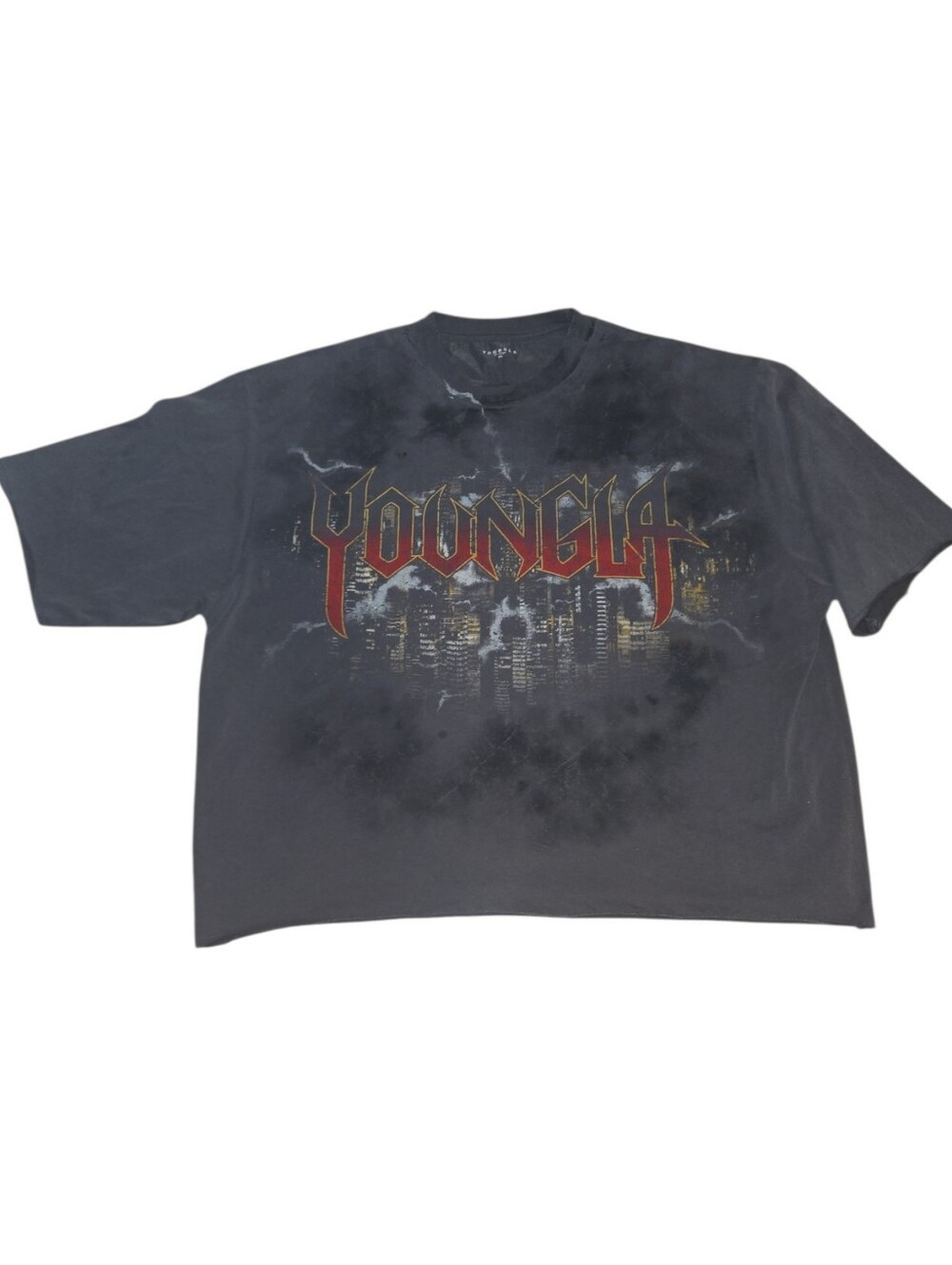 YoungLA Gray Graphic Tee - City Lightning Print Size XL